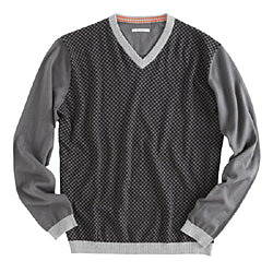 Ashworth Cotton Print V-Neck Sweater