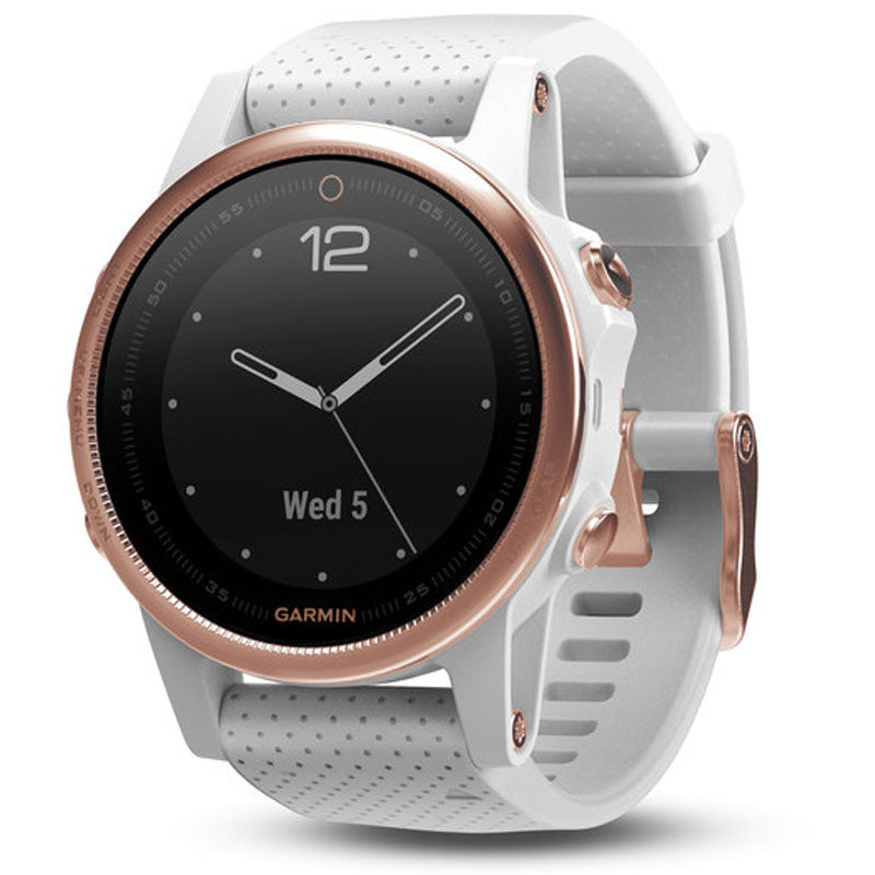 Garmin Fenix 5S Multi Sport GPS Watch - Rose Goldtone Sapphire with White Band