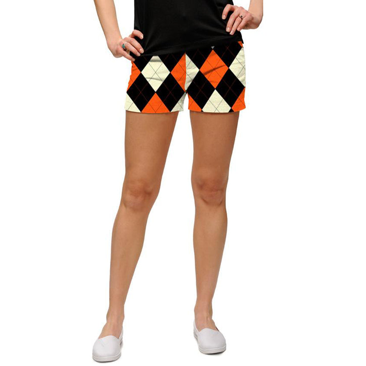 Loudmouth Golf Womens Mini Shorts - Orange & Black