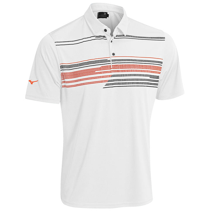 Mizuno Screen Print Broken Chest Stripe Polo - White