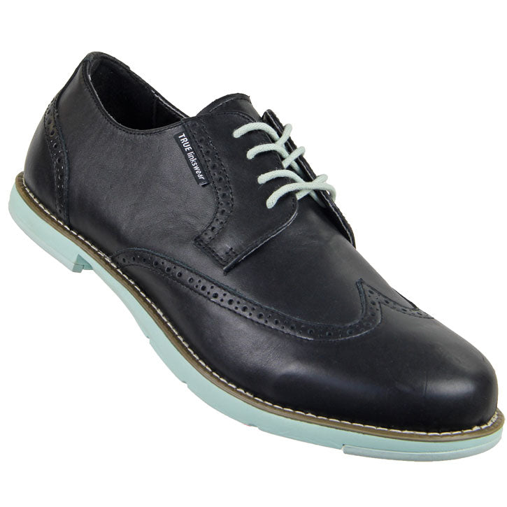 True Linkswear True Gent WingTip Golf Shoes - Black/Mint