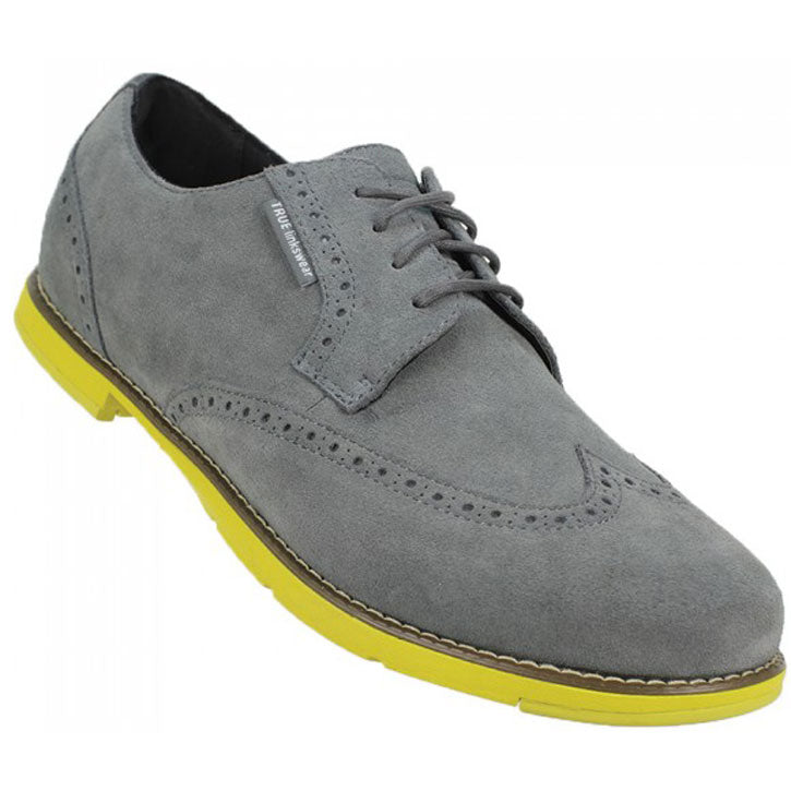 True Linkswear True Gent WingTip Suede Golf Shoes - Charcoal/Highlighter