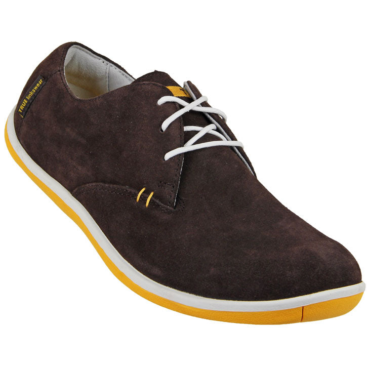 True Linkswear True Oxford Suede Golf Shoes - Chocolate/Orange