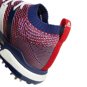 red white and blue adidas golf shoes