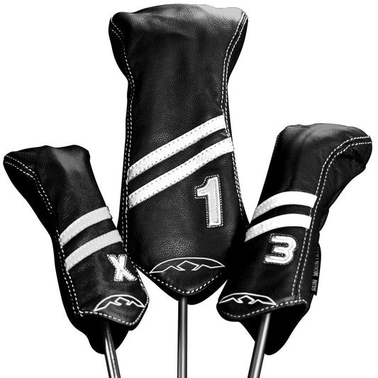 Sun Mountain Leather Headcover - Stripe - Black/White