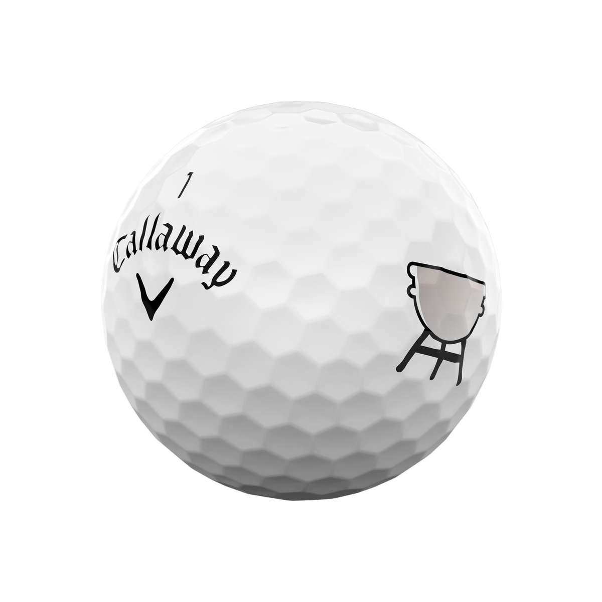 Callaway Supersoft Grillmaster golf ball number 1 with grill design