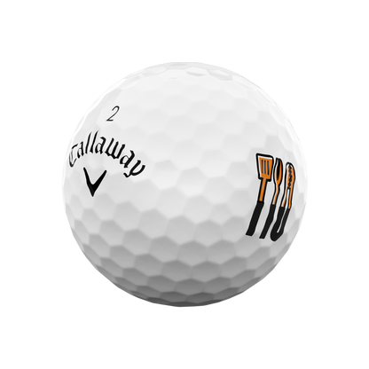 Callaway Supersoft Grillmaster golf ball number 2 with spatula and tongs design