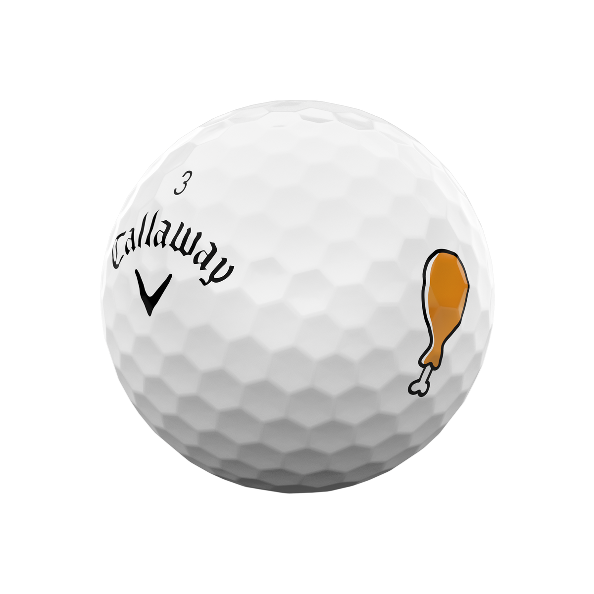 Callaway Supersoft Grillmaster golf ball number 3 with drumstick design