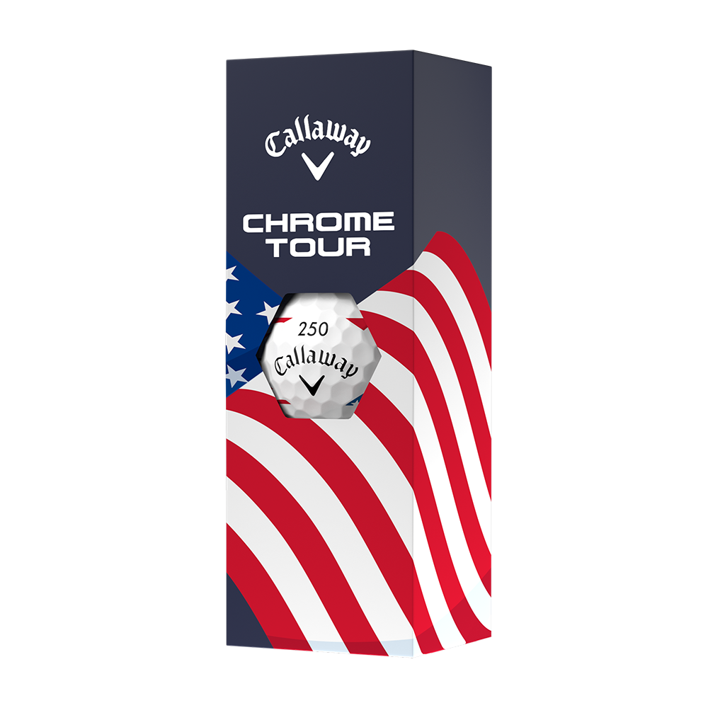 Callaway Chrome Tour USA Stripe three-ball sleeve with American flag design