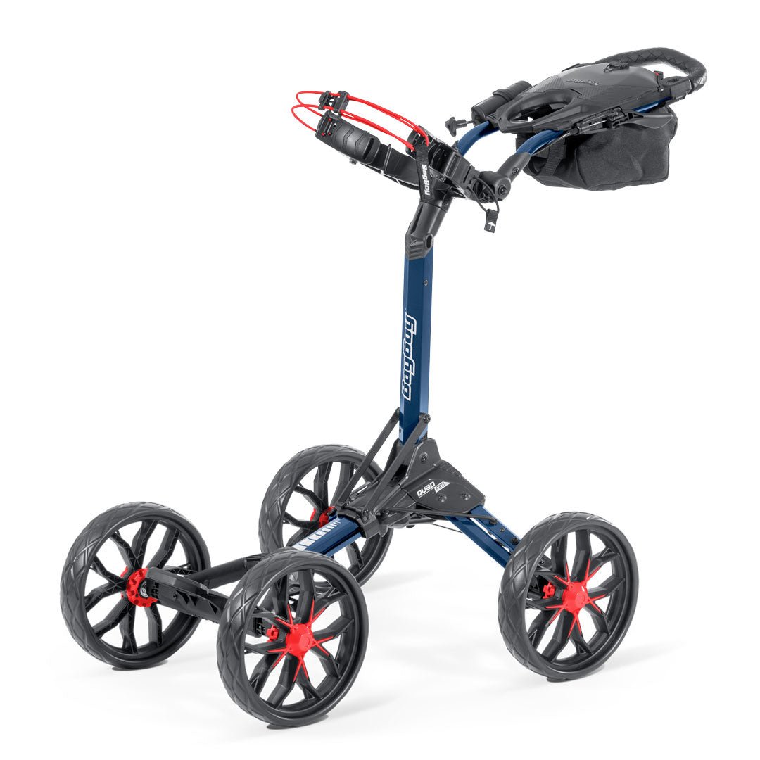 Bag Boy Quad Pro 4-Wheel Golf Push Cart - Navy/Red