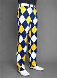 Loudmouth Golf Pants - Blue & Gold Mega