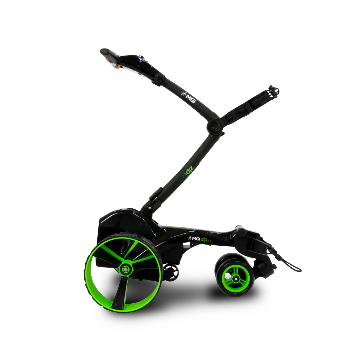 MGI Zip X5 Electric Golf Push Cart folded