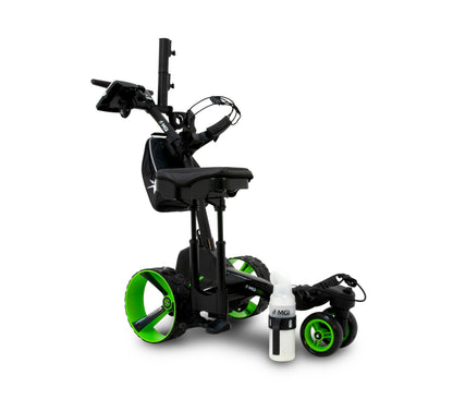 MGI Zip X5 Electric Golf Push Cart with accessories