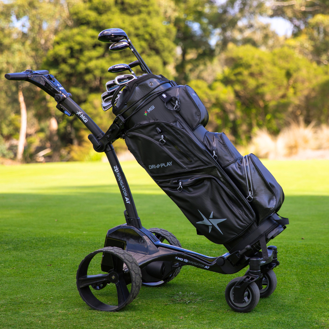 MGI Zip Navigator AT All-Terrain Remote Electric Golf Cart on the golf course