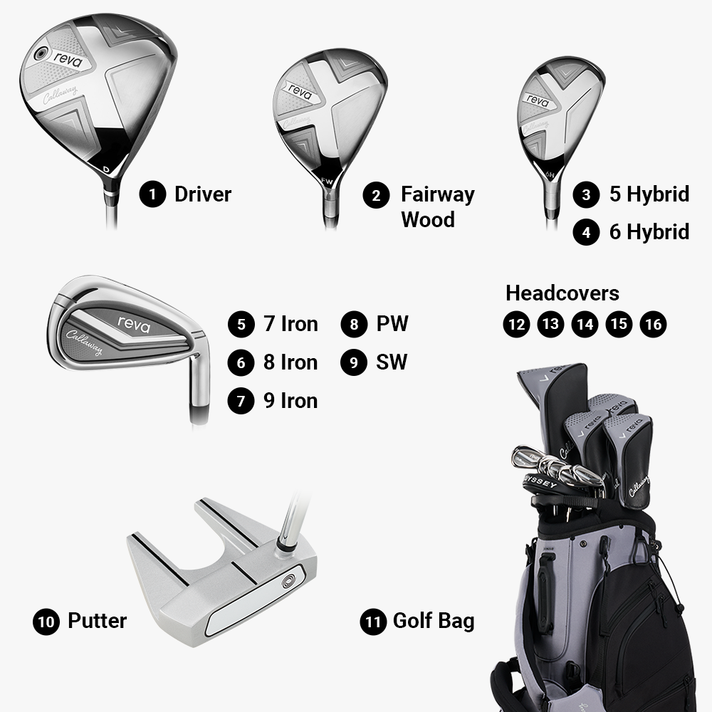 Callaway REVA 11-Piece Women's Short Length Complete Golf Set - Stand Bag