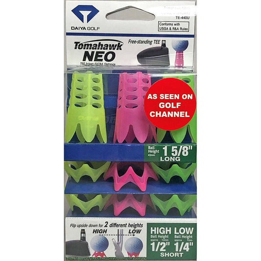 Daiya Tomahawk NEO Golf Tees (Neon) - Golf Simulator Tees/Winter Golf Tees