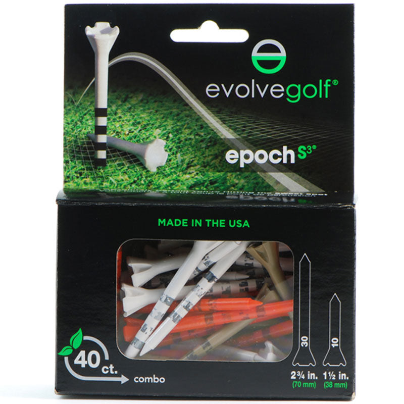 Epoch S3 Golf Tees (40 Pack) - Orange/Natural/White with Camo Bands