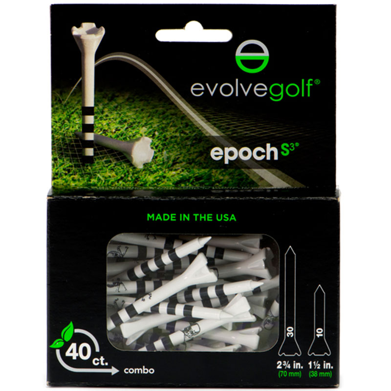 Epoch S3 Golf Tees (40 Pack) - Black Bands/Skull & Cross Bones