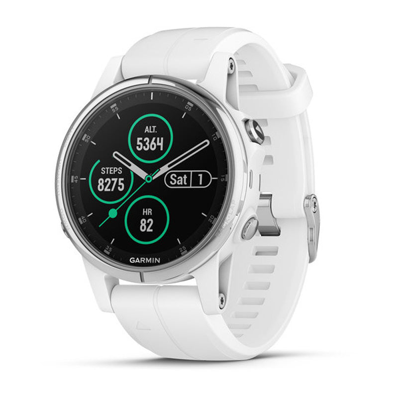 Garmin Fenix 5S Plus Multisport Watch - Sapphire - White with Carrara White Band