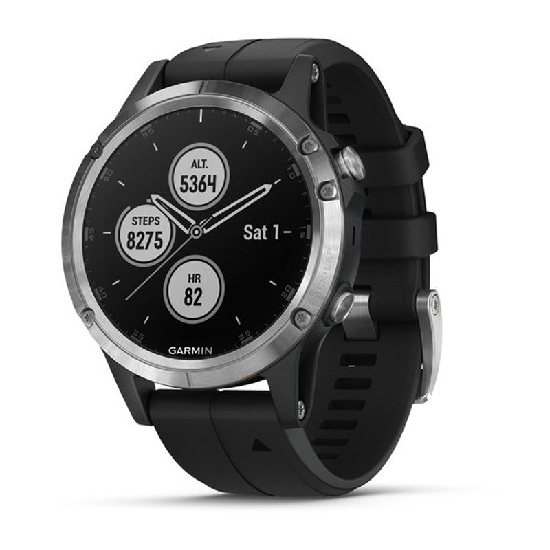 Garmin Fenix 5 Plus Multisport Watch - Silver with Black Band