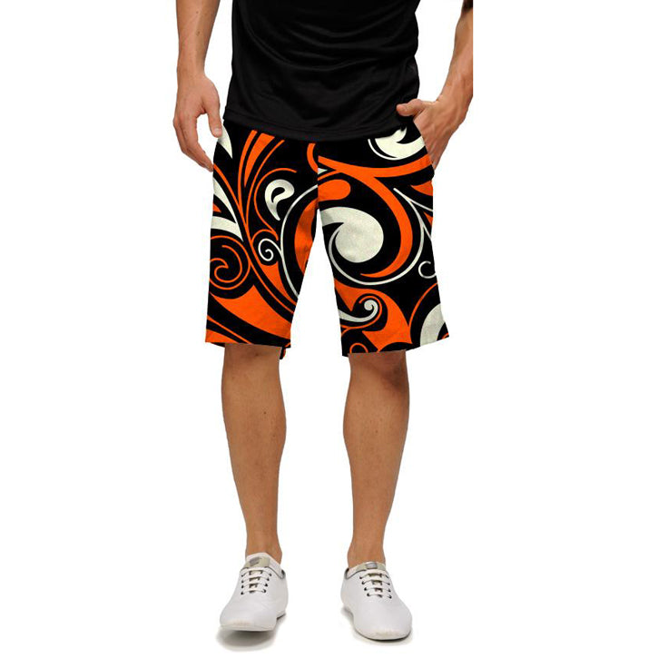 Loudmouth Golf Shorts - Orange & Black Splash
