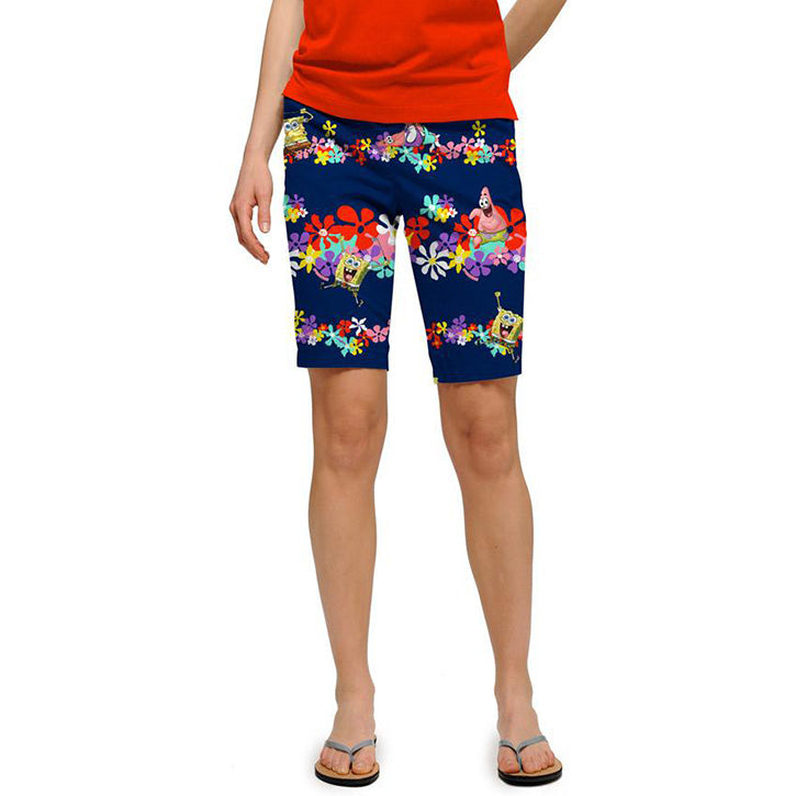Loudmouth Golf Womens Shorts - Sponge Bob Square Pants Navy