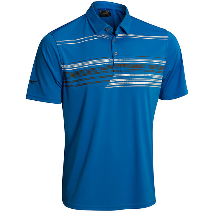 Mizuno Screen Print Broken Chest Stripe Polo - Blue