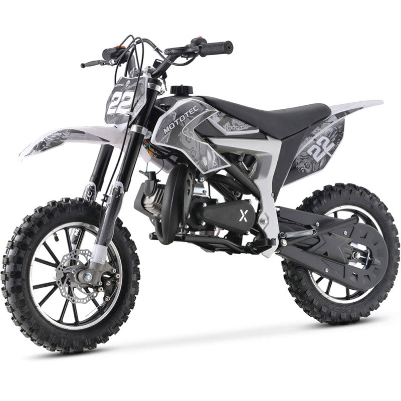 MotoTec 50cc Demon Kids Gas Dirt Bike - White
