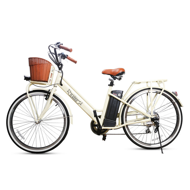 Nakto Classic Low-Step Electric City Bike - White