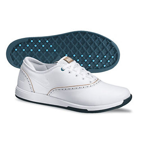 Nike 2013 Lunar Duet Classic Golf Shoes - Womens White/Tan