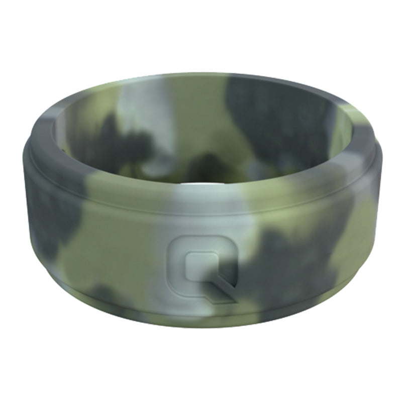 Qalo Silicone Wedding Ring - Step Edge Q2X - Mens Brush Camo