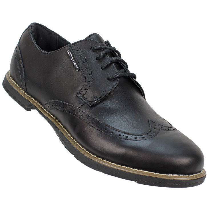 True Linkswear True Gent WingTip Golf Shoes - Black/Black