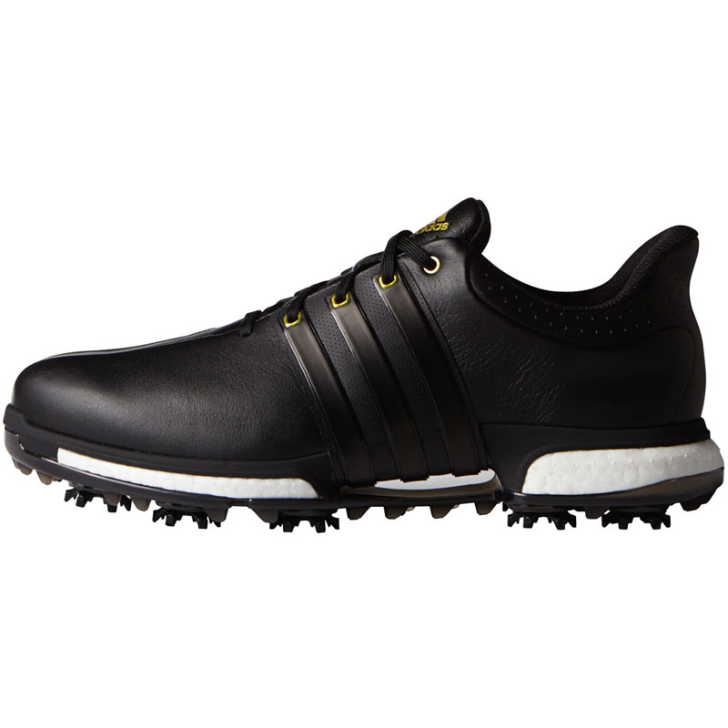2016 Adidas Tour Boost Golf Shoes - Black/Gold InTheHoleGolf.com