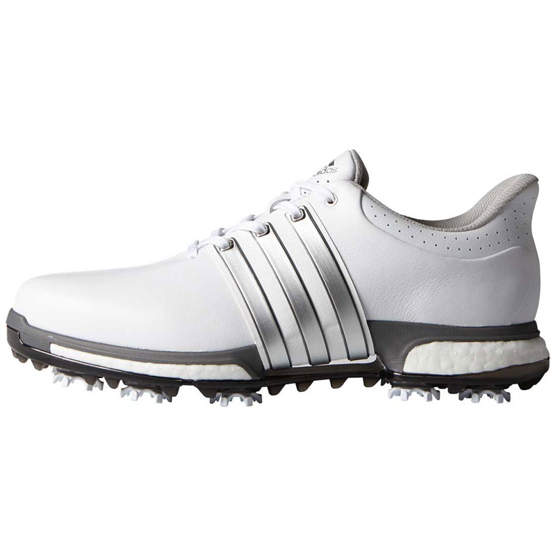 2016 Adidas Tour Boost Golf Shoes - White/Silver InTheHoleGolf.com
