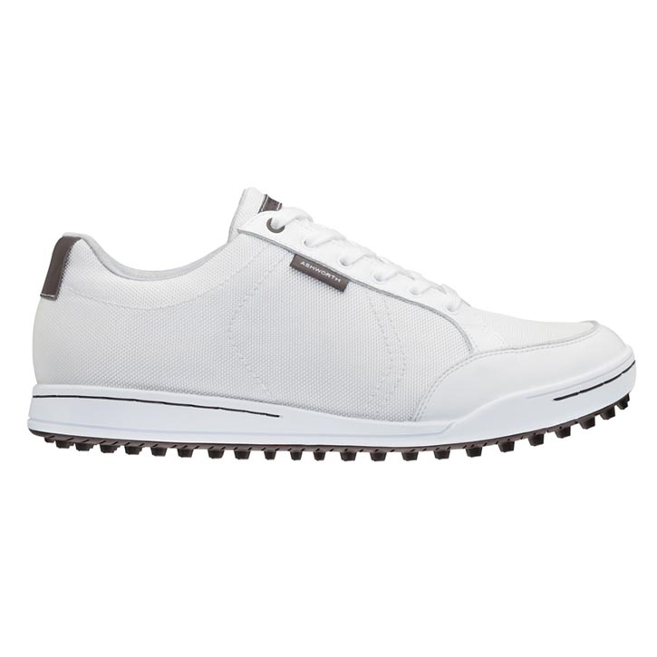 Ashworth Cardiff Mesh Golf Shoes - Mens White/Neo Iron Metallic at ...