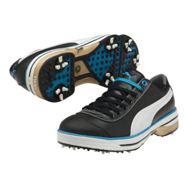 geest lijn Brandweerman Puma Club 917 Golf Shoes - Mens Black/White/Vivid Blue at InTheHoleGolf.com