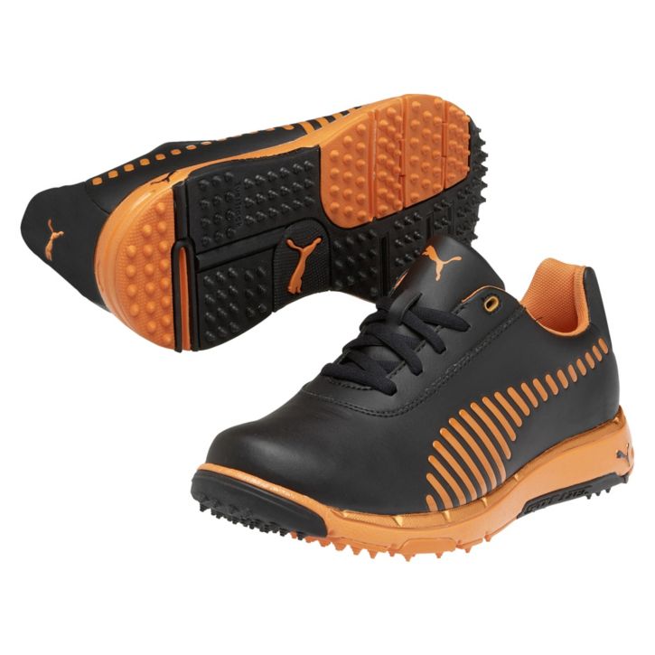 Puma FAAS Grip Golf Shoes - Junior Black/Orange at InTheHoleGolf.com