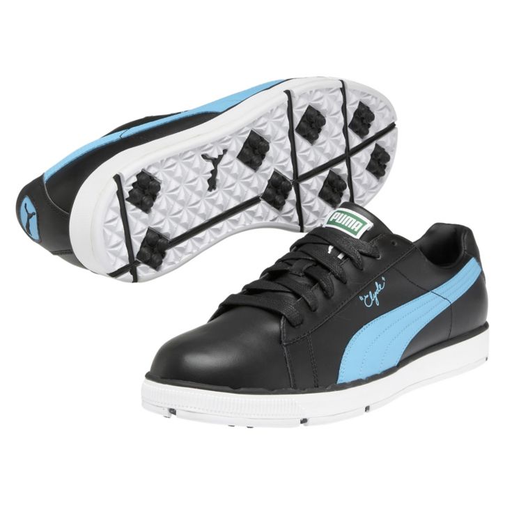 Puma PG Clyde Golf Shoes - Black/Blue Atoll at InTheHoleGolf.com